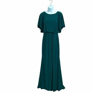 BHLDN Lena Flutter Sleeve Jersey Maxi Gown 6 Green Bridesmaid Event Prom Gala